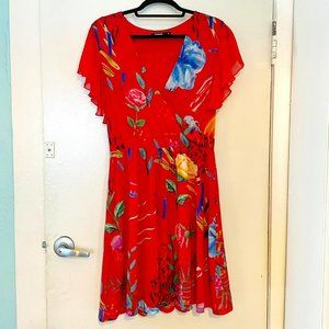 Desigual red leopard floral dress XL